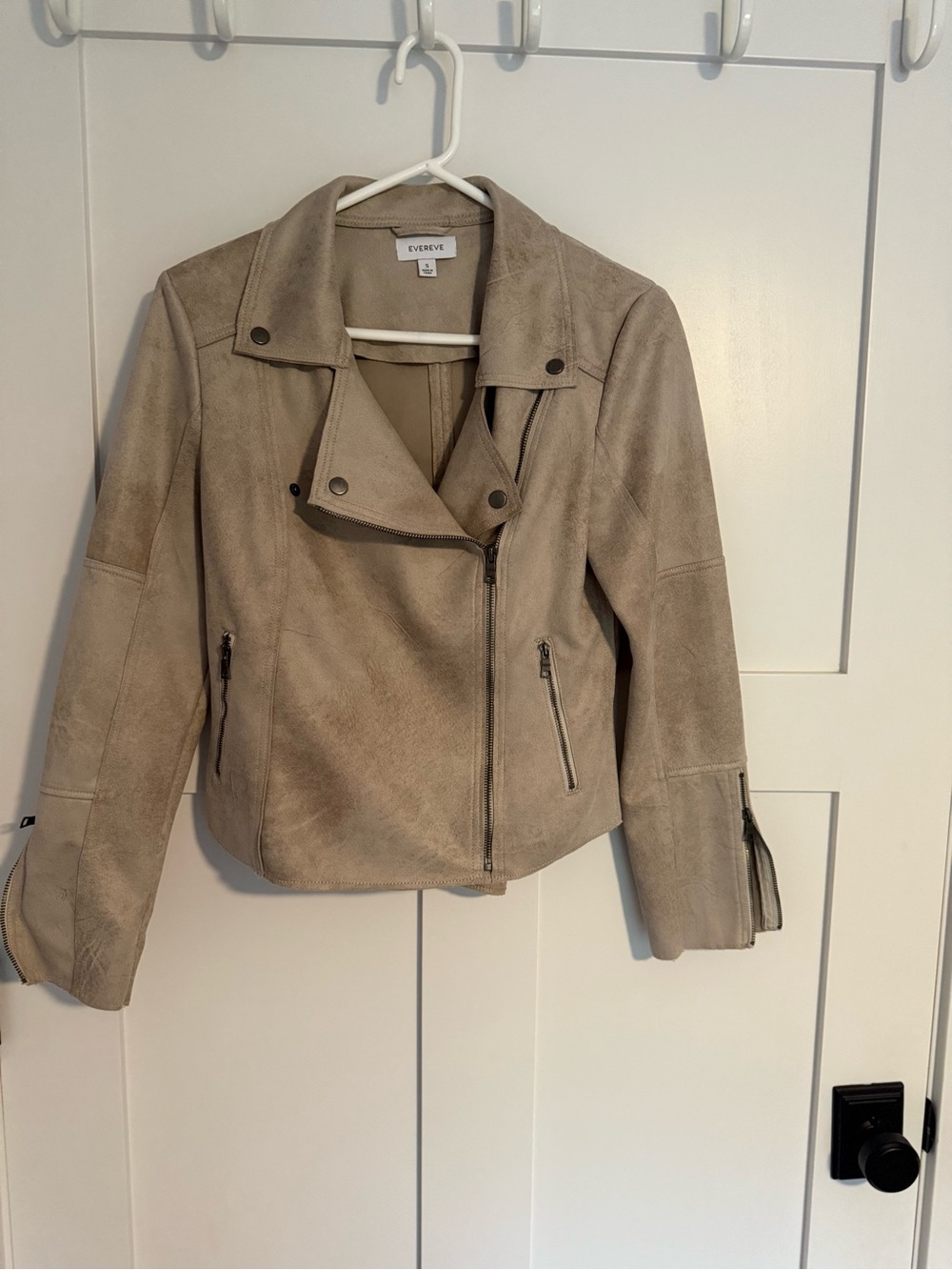 Evereve Taupe Suede-Look Moto Jacket